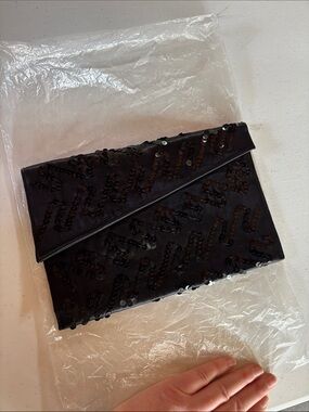 Black Sequin Envelope Clutch